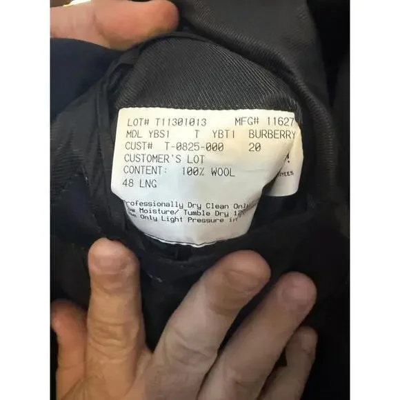 Burberry Men’s Small Window Pane 100% Wool Suit 2 Button Sz. 48L - Picture 6 of 9